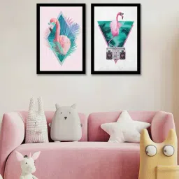 Art Street Robert Farkas Flamingo Printed Pink Engineered Wood Wall Art (Set of 2)-image-93