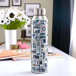 UMAI Steel & Blue Single Stainless Steel Printed Water Bottle-image-13