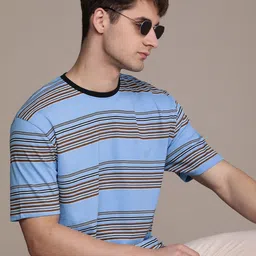 Moda Rapido Men Striped Pure Cotton T-shirt-picture-11
