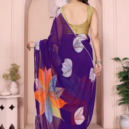 V3 FASHION STUDIO Ethnic Motifs Poly Georgette Saree image 2