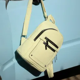 HauteSauce Light Yellow Large Leather Mini Backpack-image-0