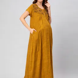 CEE-18 Round Neck Maternity Maxi Nightdress image 3