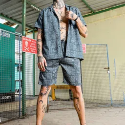 House of Koala Geometric Printed Shirt Collar Shirt With Shorts-picture-37