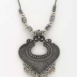 Anouk Women Silver-Toned German Silver Oxidised Pendant with Chain image 4