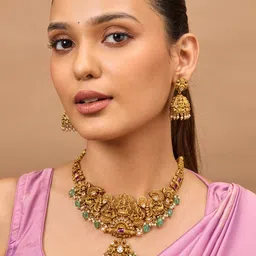 Kushal's Fashion Jewellery Gold-Plated Ethnic Antique Jewellery Set image 1