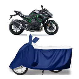 Auto Pearl Two Wheeler Cover for Kawasaki ZH2 - White, Blue-picture-24