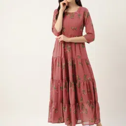 Deewa Pink Floral Print Midi Dress-picture-13