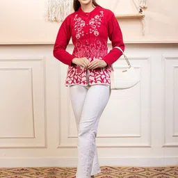 TYSORT Women Ethnic Motifs Embroidered Woollen Cardigan Sweaters-picture-20