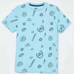 Fame Forever by Lifestyle Kids Sky Blue Cotton Printed T-Shirt-picture-16