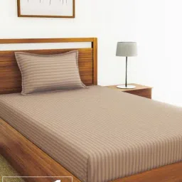 Bianca Hilton Brown Cotton 210 TC Single Bedsheet with Pillow Cover and Pillow-picture-25