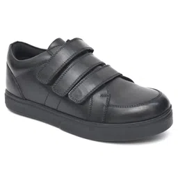 Fresh1947Feet Triple Strap Velcro Closure Leather School Shoes - Black-picture-10