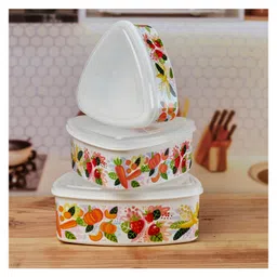 Kookee Plastic Airtight Food Storage Container with Lid, Set of 3, Triangle (10697)-picture-16