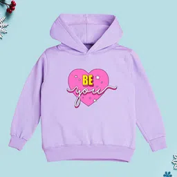 NUSYL Fleece Full Sleeves Be You Text Printed Hoodie - Lilac-picture-26