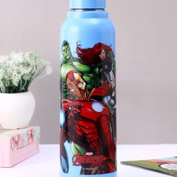 Cello Puro Steel Benz Icon Water Bottle With Marvel Avengers Print Light Blue - 520 ml.-image-21