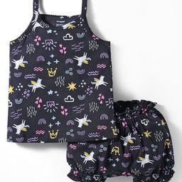 CUCUMBER Sinker Knit Sleeveless Printed Inner Wear Set - Navy Blue-picture-9