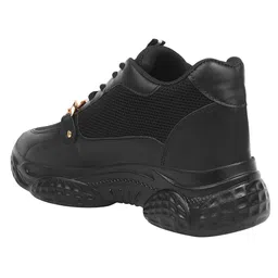 Shoetopia Chain Applique Detailed Sneakers - Black image 3
