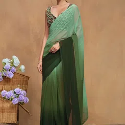 Sangria Ombre Sequinned Pure Georgette Designer Saree-image-87