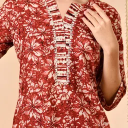 Anouk Women Floral Printed Regular Pure Cotton Kurta with Trousers & With Dupatta image 5