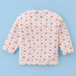 Bodycare Cotton Knit Full Sleeves Antibacterial Front Open Jhablas with Fish Bear & Dino Print Pack of 3 - White image 5