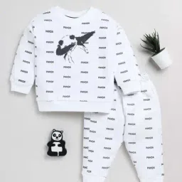 Clt.s Kids White Cotton Printed Full Sleeves Sweatshirt Set-image-20