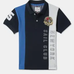 R&B Kids Multicolor Color Block Short Sleeves Regular Fit Polo T-Shirt-picture-38