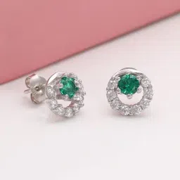 GIVA 92.5 Sterling Silver Emerald Green Halo Earrings for Women-image-13