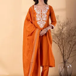 Readiprint Women Floral Embroidered Kurta with Trousers & Dupatta-image-50