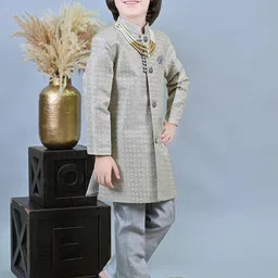 ahhaaaa Boys Self-Design Sherwani Set image 3