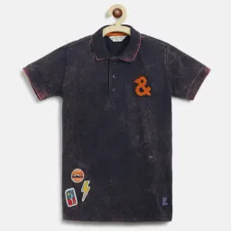 Tales & Stories Kids Navy Textured Polo T-Shirt-picture-41