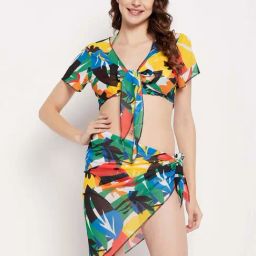 Secrets By ZeroKaata Multicolored Printed Cover Up & Sarong Set-picture-34