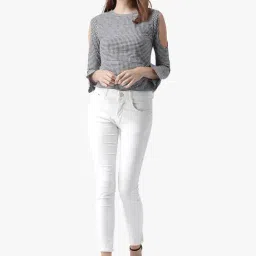 DODO & MOA Black & White Cotton Chequered Top image 5