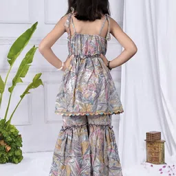 Hikuj Girls Ethnic Tropical Printed Kurta and Sharara Set image 3