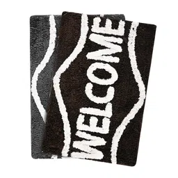 Kuber Industries 2Pcs Grey & Coffee Brown Printed Rectangle Anti Skid Doormats image 2