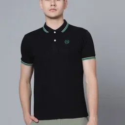 Cantabil Black Cotton Regular Fit Polo T-Shirt-picture-15
