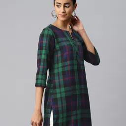 One Femme Checked Pure Cotton Kurti image 3
