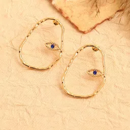 DressBerry Gold-Plated Artificial Stones Studded Contemporary Designer Drop Earrings-image-74