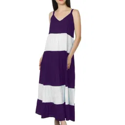 PATRORNA Purple & White Color-Block Nighty-picture-16