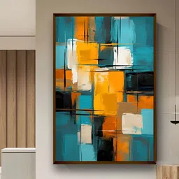 Artsense Yellow & Blue Canvas Abstract Wall Paintings-picture-24