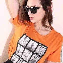 Vero Moda Orange Cotton Printed T-Shirt-picture-37