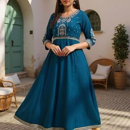 SZN Floral Yoke Design Empire Thread Work Anarkali Kurta-picture-26