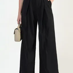 SHOWOFFFF Women Relaxed High-Rise Wrinkle Free Pleated Trousers-picture-51