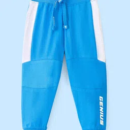 Babyhug Cotton Looper Knit Full Length Lounge Pant Solid Colour - Blue-picture-28