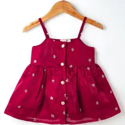 Saka Designs Woven Sleeveless Kurti Dhoti Set with Sequin Detailing & Embroidery - Maroon image 2