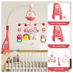 NEGOCIO Infant Crib Hanging Mobile Music Light Toy Remote Control Projection Rotating Music Box Baby Rattle Toy Perfect Gifts for Baby- PACK OF 1 - PINK image 2