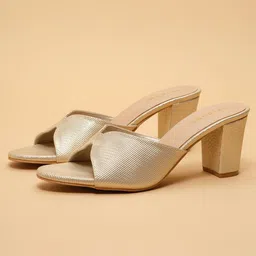 ERIDANI Ina Textured Round Toe Open Back Block Sandals-picture-10