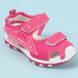 Cute Walk by Babyhug Velcro Closure Solid Color Sandals- Fuchsia image 3