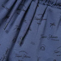 Taeko Single Jersey Knit Knee Length Beach Theme Printed Shorts - Navy Blue image 3