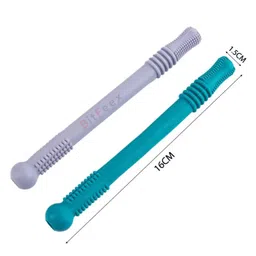 BitFeex Teether Toothbrush Hollow Teether Tube Infant Toddlers Silicone Tubes Teething Toys for Babies (Color may vary, Pack of 2pcs) image 4