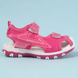 Cute Walk by Babyhug Velcro Closure Solid Color Sandals- Fuchsia image 4