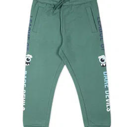 Plum Tree 100% Cotton Knit Pack Of 2 Typography Printed Winter Joggers Set - Blue & Green image 5